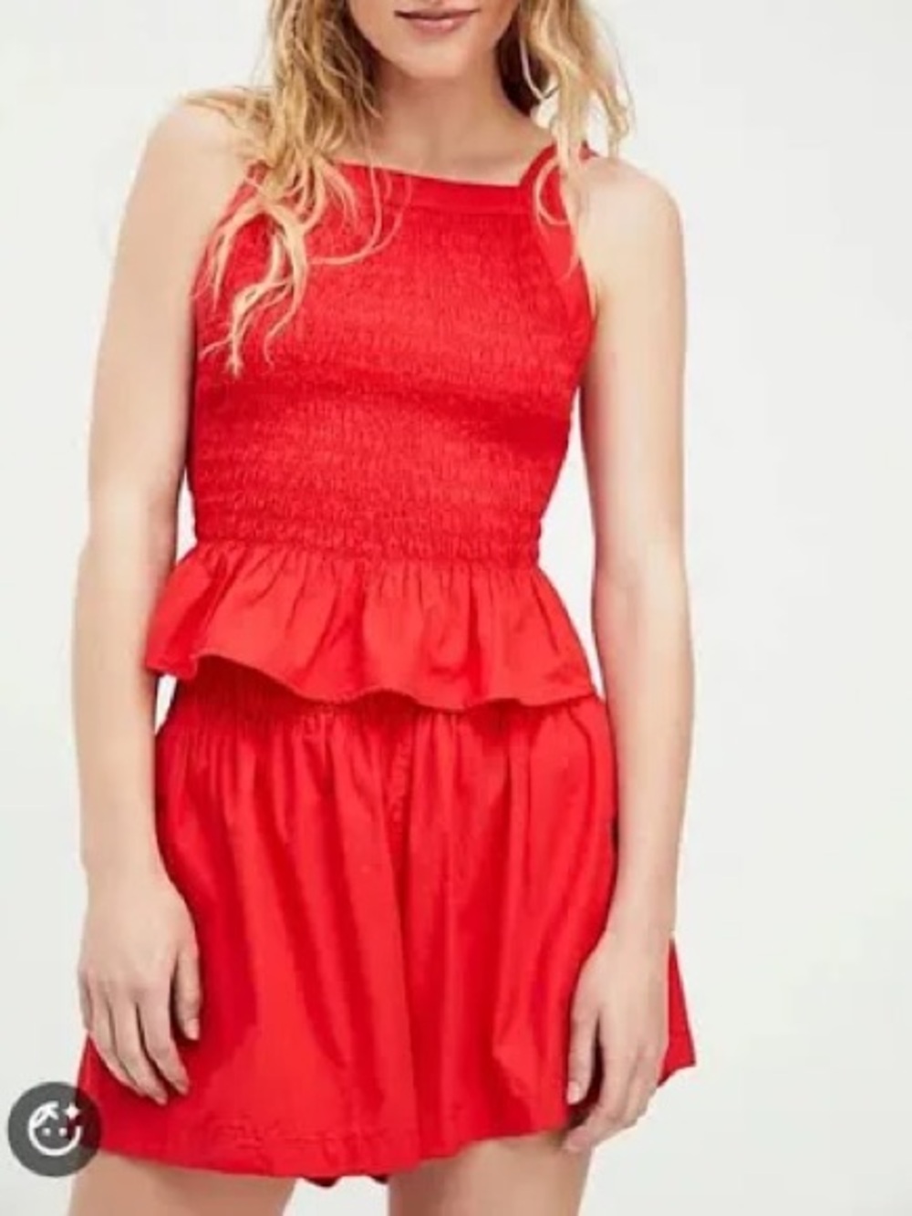 Red Smock Top and Shorts Free People Set
